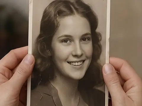 Person holding a restored family photo